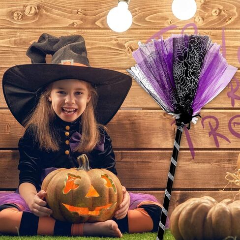 NSVJVY Kids Witch Broom, Halloween Witch Broomstick,Photography Prop Toy, Halloween Cosplay Dress Up Costume Party Cute Witch Broom(Green) in Kuwait