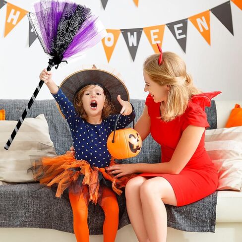 NSVJVY Kids Witch Broom, Halloween Witch Broomstick,Photography Prop Toy, Halloween Cosplay Dress Up Costume Party Cute Witch Broom(Green) in Kuwait