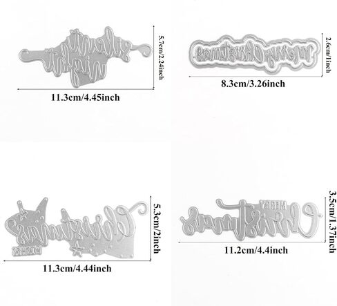 Silent Night Merry Christmas Greetings Words Metal Emboss Die Hot Foil Plates 4 PCS Set for DIY Scrapbooking Embossing Stencil Template Craft Cardmaking Gift Greeting Cards in Saudi Arabia