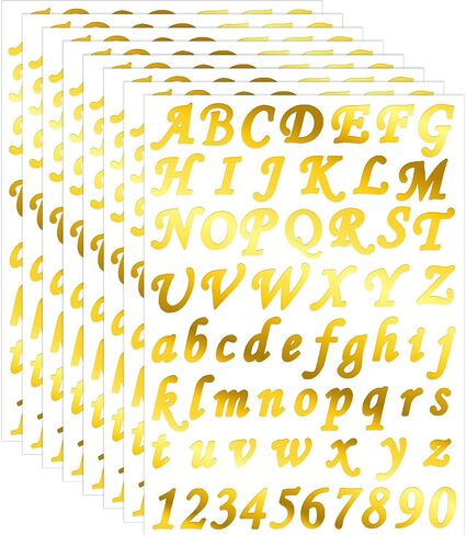 Fulmoon 8 Sheets Letter Stickers Vinyl Sticker Letters Self Adhesive Alphabet Stickers Letter Stickers Mailbox Letters Numbers Decals for Crafts Sign Notebook Classroom Decor Business, Gold, 1 Inch in Saudi Arabia