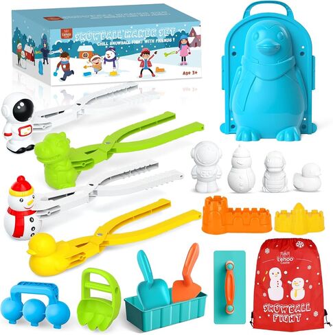 صانع كرات الثلج من Lehoo Castle، 14 قطعة من قوالب الثلج لألعاب الثلج للأطفال في الهواء الطلق، صانع كرات الثلج على شكل بطة، قوالب تشكيل الثلج، ألعاب الثلج للأطفال الصغار والكبار، مجموعة ألعاب لعب الثلج في الشتاء مع صندوق هدايا in Kuwait