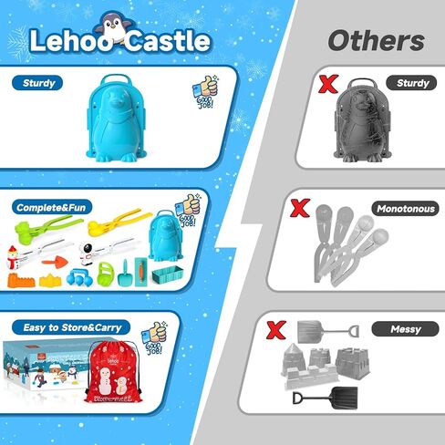 صانع كرات الثلج من Lehoo Castle، 14 قطعة من قوالب الثلج لألعاب الثلج للأطفال في الهواء الطلق، صانع كرات الثلج على شكل بطة، قوالب تشكيل الثلج، ألعاب الثلج للأطفال الصغار والكبار، مجموعة ألعاب لعب الثلج في الشتاء مع صندوق هدايا in Kuwait