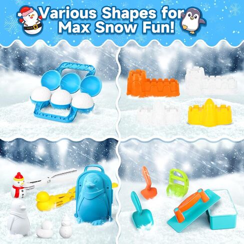 صانع كرات الثلج من Lehoo Castle، 14 قطعة من قوالب الثلج لألعاب الثلج للأطفال في الهواء الطلق، صانع كرات الثلج على شكل بطة، قوالب تشكيل الثلج، ألعاب الثلج للأطفال الصغار والكبار، مجموعة ألعاب لعب الثلج في الشتاء مع صندوق هدايا in Kuwait