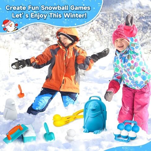 صانع كرات الثلج من Lehoo Castle، 14 قطعة من قوالب الثلج لألعاب الثلج للأطفال في الهواء الطلق، صانع كرات الثلج على شكل بطة، قوالب تشكيل الثلج، ألعاب الثلج للأطفال الصغار والكبار، مجموعة ألعاب لعب الثلج في الشتاء مع صندوق هدايا in Kuwait