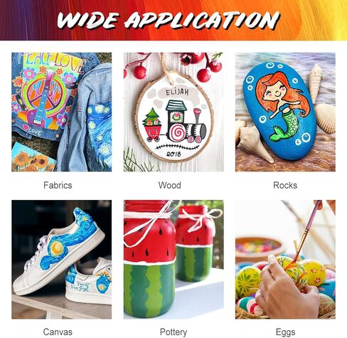 Emooqi Acrylic Paint Set, 31 Acrylic Paint Including 21 x 20 ml Tubes 10 Brushes, Perfect for Canvas, Wood, Arts Crafts,for Kids, Artist & Hobby Painters in Kuwait