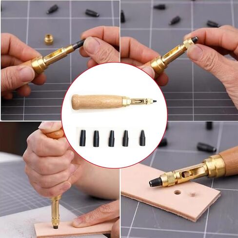 مجموعة Xzhixiao مكونة من 6 أحزمة متعددة الرؤوس قابلة للتبديل، أداة ثقب الجلد DIY، أداة ثقب الجلد الورقية القابلة للاستبدال in Kuwait