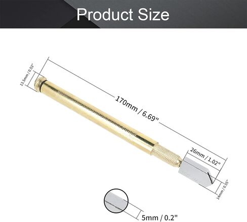 Utoolmart Glass Cutter 3-10mm, Pencil Style Oil Feed Tungsten Carbide Tip Brass Tone Handle for Glass Tiles Mirror Cutting in Saudi Arabia