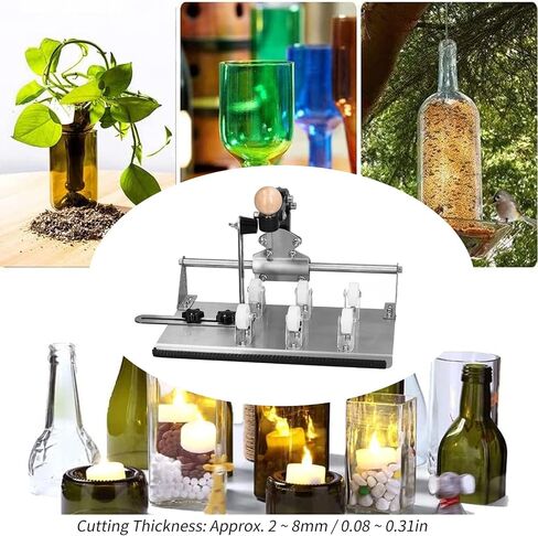مجموعة أدوات قطع الزجاجات من ViaGasaFamido أداة قطع الزجاجات DIY مجموعة أدوات تقطيع الزجاجات المربعة لزجاجات النبيذ والبيرة والشمبانيا مع ملحقات قفازات السلامة in Saudi Arabia