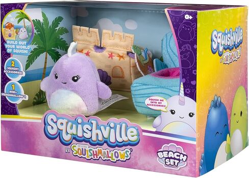 Squishville Mini-Squishmallows Plush Beach Accessory Set - Includes 2-Inch One Sand Castle , One Beach Chair - Irresistibly Soft, Colorful in Kuwait