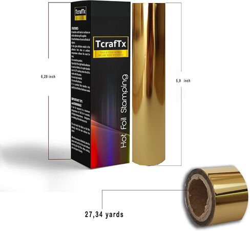 TcrafTx Hot Foil Transfer Roll for Minc Machine and Textile, 5.90" x 82 ft Metallic Hot Foil (Gold) in Saudi Arabia