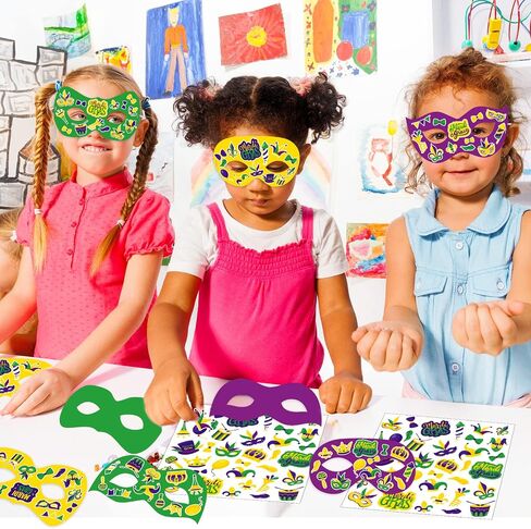 chiazllta 30 حزم أقنعة ماردي غرا الحرفية مجموعات للأطفال كرنفال DIY الفن الحرفية اصنع أقنعة وجه ماردي غرا الخاصة بك لصالح الحفلات المنزلية والفصول الدراسية الداخلية وأنشطة ألعاب ما قبل المدرسة in Saudi Arabia