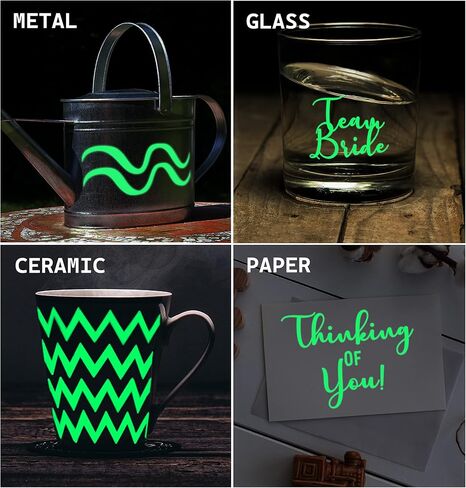 صفائح الفينيل اللاصقة المتوهجة في الظلام، 8 بوصات × 8 بوصات، 5 عبوات من أوراق متوهجة باللون الأخضر النيون الفلورسنت، فينيل مضيء قابل لإعادة الشحن للحرف اليدوية، وسجلات القصاصات، والبطاقات، وشارات السيارات، والجدران in Kuwait