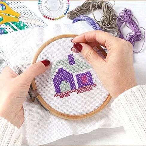 Stamped Embroidery Starters Kits with Pattern Halloween Sipder Bat for Beginners with Hoops Cloth Color Threads DIY Cross Stitch Kits Needlework Art for Home Decoration in Saudi Arabia