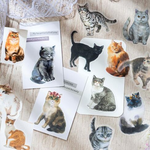 180 قطعة من ملصقات القطط اللطيفة من الفينيل، ملصقات زخرفية، ورق قصاصات لوازم دفتر اليوميات لتخطيط دفتر اليوميات وزجاجة المياه والنوت بوك والالبوم الجوال والرصاصة والحرف الفنية in Kuwait