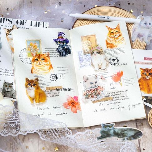 180 قطعة من ملصقات القطط اللطيفة من الفينيل، ملصقات زخرفية، ورق قصاصات لوازم دفتر اليوميات لتخطيط دفتر اليوميات وزجاجة المياه والنوت بوك والالبوم الجوال والرصاصة والحرف الفنية in Kuwait