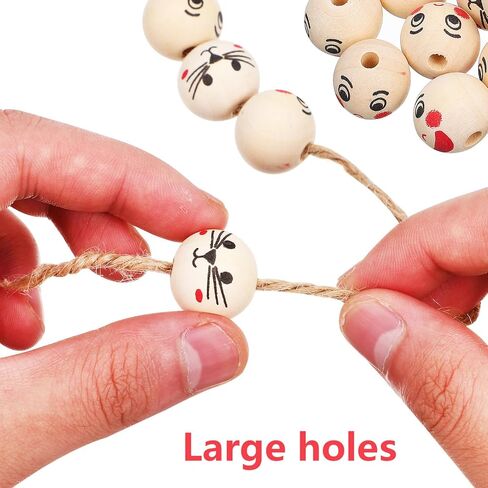 Kisangel 40pcs Smile Wooden Beads Jewelry Beads Bracelets Beads Wood Beads for Crafts with Holes for Bracelet Pendant Making in Saudi Arabia