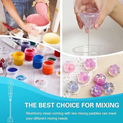 خلاط راتنج، خلاط ايبوكسي كهربائي محمول باليد لخلط الراتنج بدون فقاعات لحفظ معصميك، اداة تقليب الراتنج لقوالب راتنج السيليكون والطلاء وكوب الايبوكسي (تتضمن 2 قطعة من المجاديف) in Kuwait