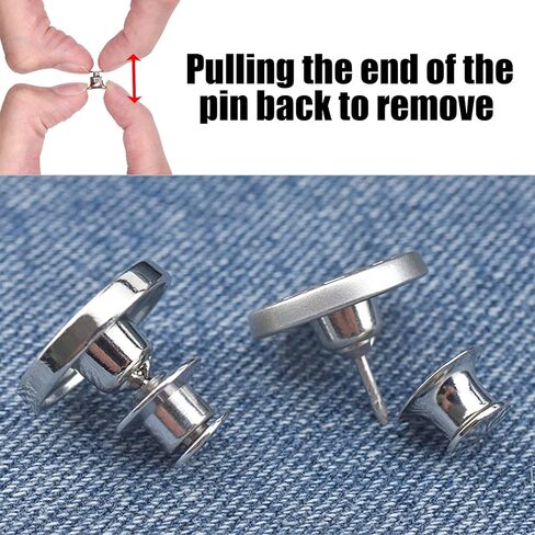 EuTengHao 15 مجموعة من دبابيس أزرار الجينز وأزرار الجينز القابلة للتعديل وأزرار التأرجح القابلة لإعادة الاستخدام لجينز وسراويل الملابس وسترات الظهر وزر فوري لتمديد أو تقليل خصر الجينز (17 مم، فضي) in Kuwait