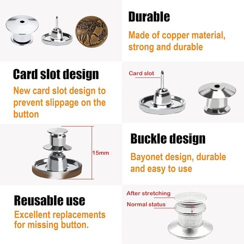 EuTengHao 15 مجموعة من دبابيس أزرار الجينز وأزرار الجينز القابلة للتعديل وأزرار التأرجح القابلة لإعادة الاستخدام لجينز وسراويل الملابس وسترات الظهر وزر فوري لتمديد أو تقليل خصر الجينز (17 مم، فضي) in Kuwait
