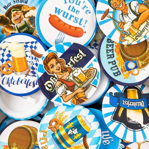 Whaline 48pcs Oktoberfest Buttons Pins Bavarian Style Badges 16 Patterns Printed Pins Buttons Brooch for Oktoberfest Festivities Family Friends Party Supplies Beer Festival Decorations in Saudi Arabia