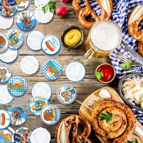 Whaline 48pcs Oktoberfest Buttons Pins Bavarian Style Badges 16 Patterns Printed Pins Buttons Brooch for Oktoberfest Festivities Family Friends Party Supplies Beer Festival Decorations in Saudi Arabia