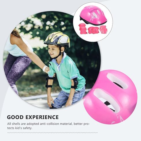 CLISPEED 7pcs Kids Adjustable Helmet with Elbow Wrist Knee Pads Children Sports Helmet Protective Gear Skateboard Skate Accessories for 3-8 Years Old Boys Girls(Red) in Kuwait