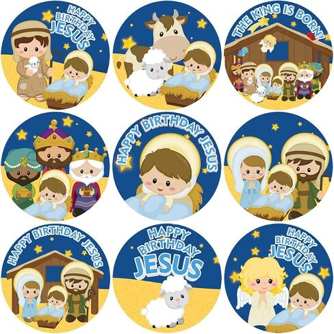 Religious Christmas Stickers Happy Birthday Jesus Nativity Stickers for Kids Christian School Classroom Decoration VBS Party Favor 500Pcs in Saudi Arabia