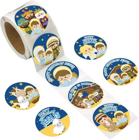 Religious Christmas Stickers Happy Birthday Jesus Nativity Stickers for Kids Christian School Classroom Decoration VBS Party Favor 500Pcs in Saudi Arabia