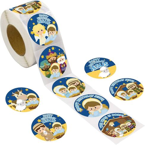 Religious Christmas Stickers Happy Birthday Jesus Nativity Stickers for Kids Christian School Classroom Decoration VBS Party Favor 500Pcs in Saudi Arabia
