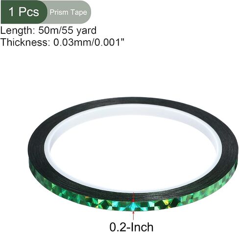 YOKIVE Prism Tape, Self Adhesive Holographic Reflective Decorative Tapes, Great for Craft Projects, DIY Art, Home, Daily Use (Green, 0.2 Inch x 55 Yard) in Saudi Arabia