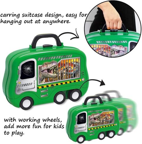 مجموعة العاب ديناصورات من ديدير للعب التظاهري على شكل ديناصور، لعبة عجين وقوالب في حقيبة محمولة بعجلات للاطفال - 26 قطعة in Kuwait