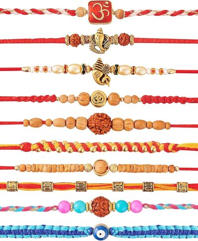 مجموعة من 3 راكشي للأخ مع تصميم الخرز الذهبي راكشا على راكشاباندا، تغليف بلاستيكي مجاني (مع فوائد الشحن). in Kuwait