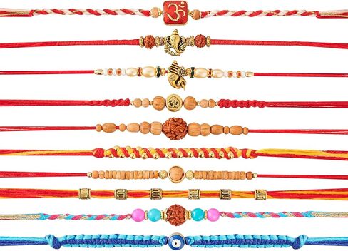 مجموعة من 3 راكشي للأخ مع تصميم الخرز الذهبي راكشا على راكشاباندا، تغليف بلاستيكي مجاني (مع فوائد الشحن). in Kuwait