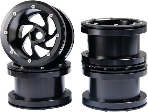 جنوط عجلات من سبيكة Beadlock مقاس 2.2 بوصة لسيارة Axial Wraith SCX10 4WD D90 1/10 RC (أسود) in Kuwait