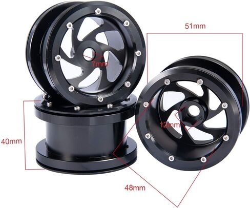 جنوط عجلات من سبيكة Beadlock مقاس 2.2 بوصة لسيارة Axial Wraith SCX10 4WD D90 1/10 RC (أسود) in Kuwait