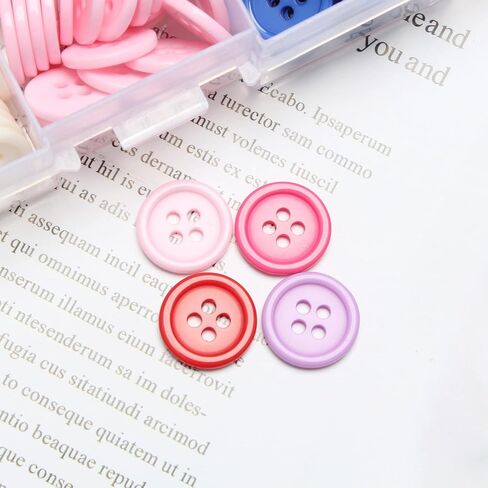 Jawflew Mixed Sewing Buttons 300PCS 4 Holes Buttons Resin Button with Separate Compartment Storage Box, Suit for Sewing, Craft Projects and Holiday Decoration in Kuwait