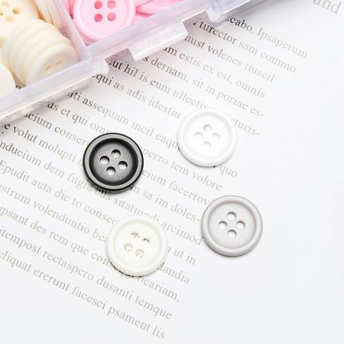 Jawflew Mixed Sewing Buttons 300PCS 4 Holes Buttons Resin Button with Separate Compartment Storage Box, Suit for Sewing, Craft Projects and Holiday Decoration in Kuwait