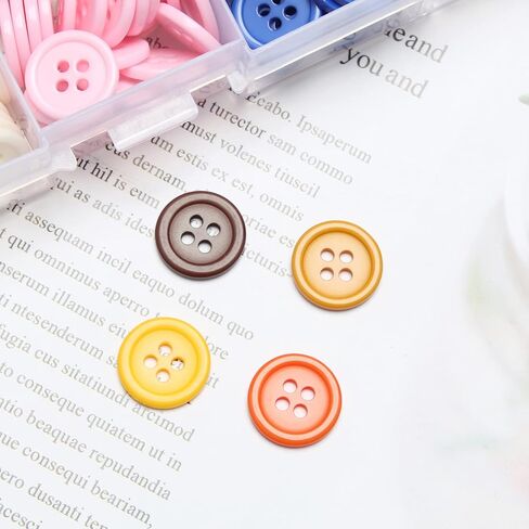 Jawflew Mixed Sewing Buttons 300PCS 4 Holes Buttons Resin Button with Separate Compartment Storage Box, Suit for Sewing, Craft Projects and Holiday Decoration in Kuwait