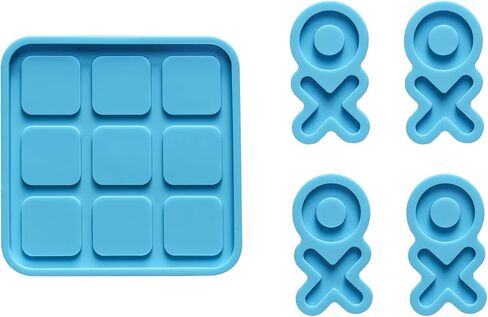 لعبة لوح قوالب راتنج اكس او من تيك تاك تو مع قالب تيك تاك تو و4 قوالب شطرنج لراتنج الايبوكسي والحرف اليدوية in Kuwait