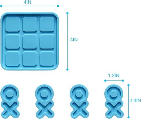 لعبة لوح قوالب راتنج اكس او من تيك تاك تو مع قالب تيك تاك تو و4 قوالب شطرنج لراتنج الايبوكسي والحرف اليدوية in Kuwait