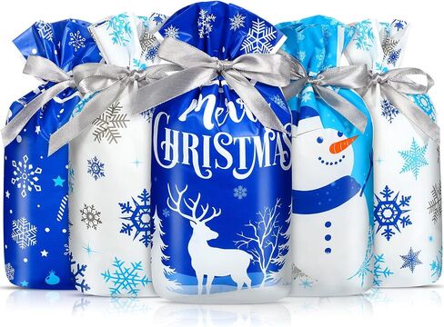 Christmas Drawstring Favor Bags Christmas Plastic Treat Candy Bag Xmas Goodies Gift Bags for Kids Birthday Snack Wrapping Christmas Party Favors Decor (50 Pcs, Snowman) in Saudi Arabia