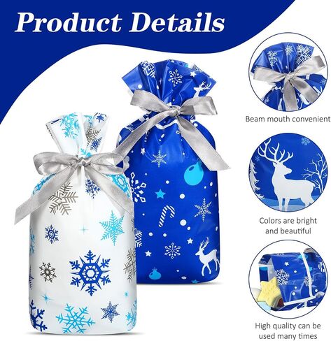 Christmas Drawstring Favor Bags Christmas Plastic Treat Candy Bag Xmas Goodies Gift Bags for Kids Birthday Snack Wrapping Christmas Party Favors Decor (50 Pcs, Snowman) in Saudi Arabia