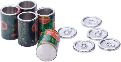 Fateanuki 1:12 Miniature Dollhouse Accessories Food Cans 5Pcs Grocery Food Cans Mini Kitchen Shop for Doll House Decoration in Kuwait