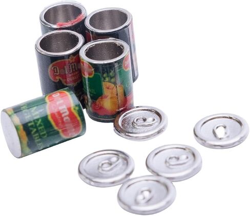 Fateanuki 1:12 Miniature Dollhouse Accessories Food Cans 5Pcs Grocery Food Cans Mini Kitchen Shop for Doll House Decoration in Kuwait