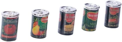 Fateanuki 1:12 Miniature Dollhouse Accessories Food Cans 5Pcs Grocery Food Cans Mini Kitchen Shop for Doll House Decoration in Kuwait