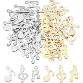 UNICRAFTALE about 60pcs 2 Colors Musical Note Pendants 304 Stainless Steel Charms 1mm Hole Instruments Shape Pendants Hypoallergenic Metal Charms for DIY Jewellery, Stainless Steel, No Gemstone in Saudi Arabia