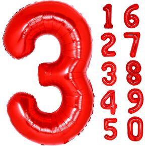 بالون أحمر عملاق مقاس 40 بوصة، بالونات رقم 2 من رقائق الهيليوم مايلر لحفلات أعياد الميلاد، وديكورات عيد الميلاد الثاني للأطفال، ومستلزمات تزيين حفلات الذكرى السنوية (أحمر رقم 2) in Kuwait