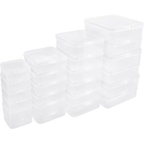 24 قطعة من حاويات تخزين الخرز، حاويات بلاستيكية صغيرة شفافة مع اغطية، صندوق بلاستيكي 4 مقاسات مختلطة لتخزين الحرف اليدوية وسدادات الاذن والبراغي ومشابك المجوهرات in Kuwait