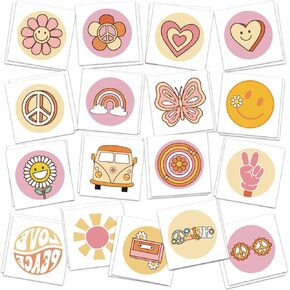 اثنين من لوازم حفلات أعياد الميلاد من جروفي ريترو هيبي بوهو، 34 قطعة من هدايا حفلات الوشم المؤقتة، آمنة للبشرة قابلة للإزالة، ملصقات وشم زائفة لهدايا حفلات أعياد الميلاد هيبي بوهو الرجعية in Kuwait