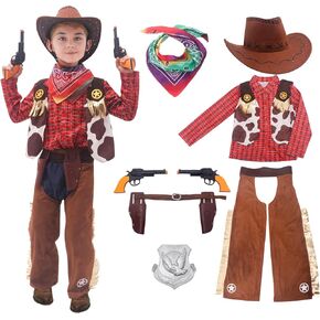 FUNCREVITY Kids Cowboy Costume for Boys Ages 3-12 Years Halloween Party Dress Up Role Play and Cosplay in Kuwait